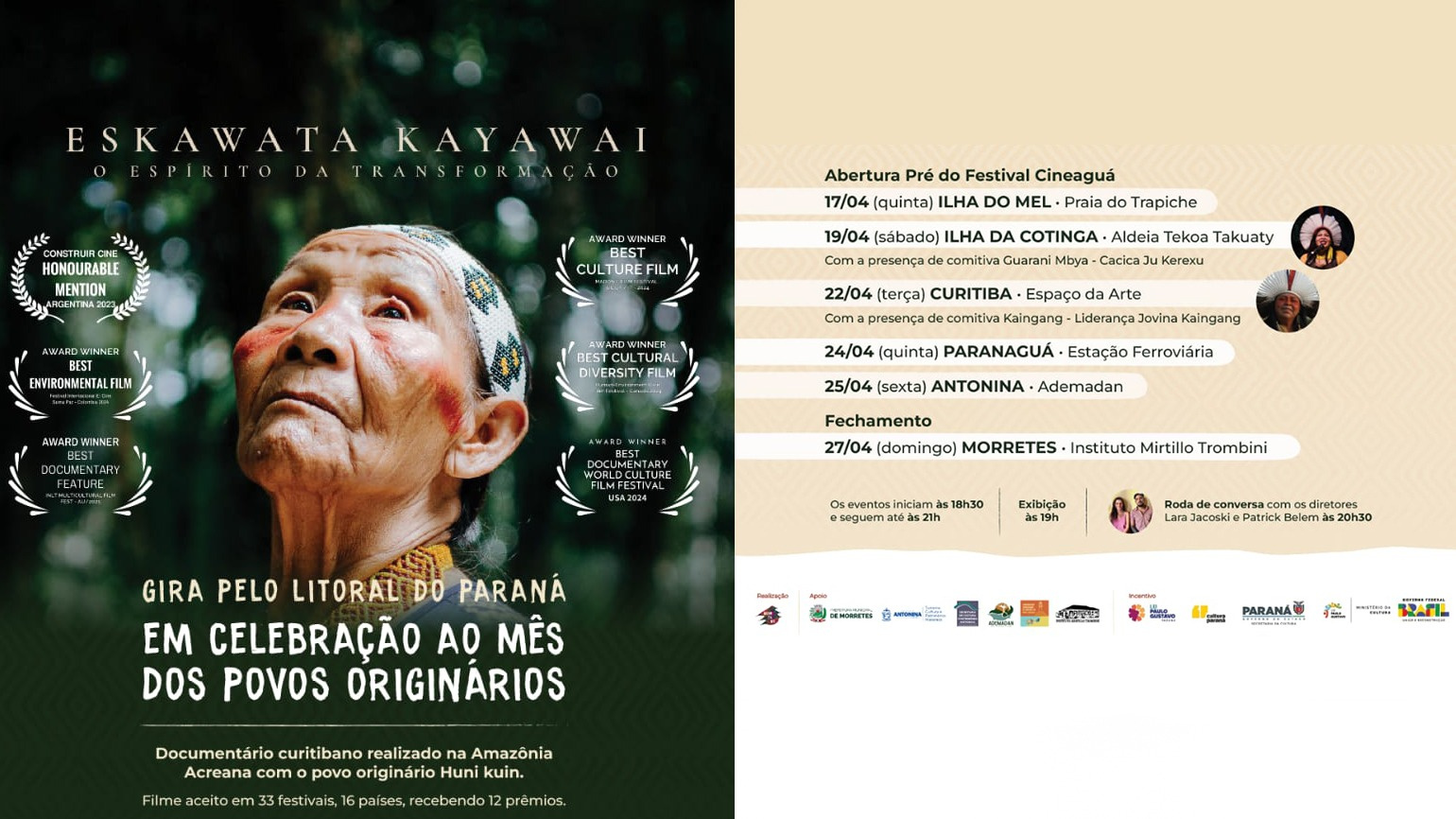 Filme premiado será exibido em celebração ao mês indígena em Paranaguá